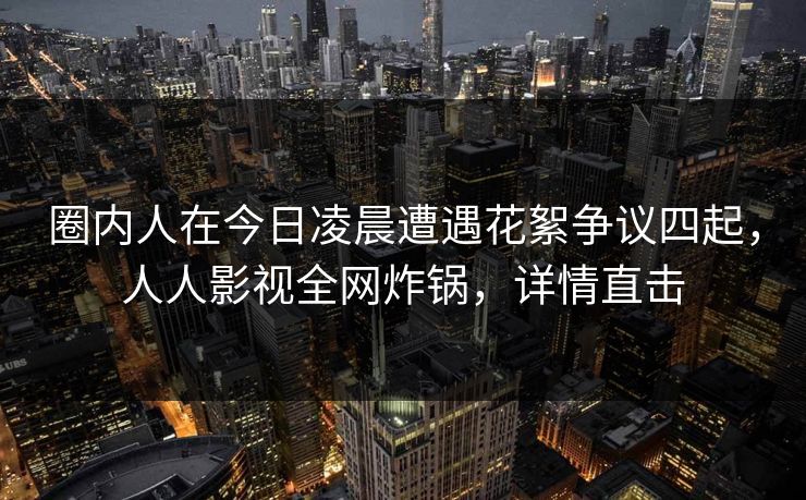 圈内人在今日凌晨遭遇花絮争议四起，人人影视全网炸锅，详情直击