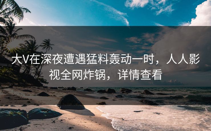 大V在深夜遭遇猛料轰动一时，人人影视全网炸锅，详情查看